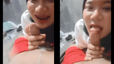 Kakak jilbab sepongin kontol adik crot dimulut